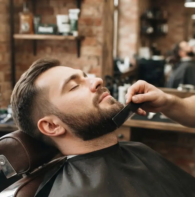Arreglo de barba con peine en Men's Lab, barbería en el Eixample de Barcelona